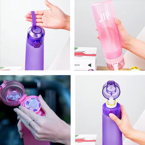 1pc Air Water Bottle With 1pc Random Flavor Pods Portable Transparent With Straw Leak Proof Suitable for Outdoor Sports 10 best sales thermoflask - №5