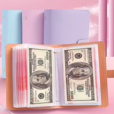 1 Banknote Storage Book Made of PU Material, Can Hold 100 Banknotes, with Banknote Photos, Stamps, Bank Card Storage Book 12 best sales album for banknotes - №6