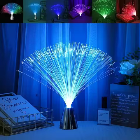 7 Color LED Fiber Optic Lamp Multicolor Star Sky Light for Holiday Wedding Centerpiece Optic Fiber LED Night Lighting Decor Lamp 12 best sales fiber optics - №5