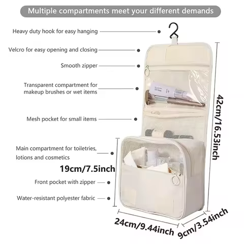 High Quality Travel Makeup Bag Waterproof Toiletries Organizer Women Neceser Bathroom Hook Wash Pouch Hook Makeup Storage Bag 6 best sales luxury makeup organizer - №5
