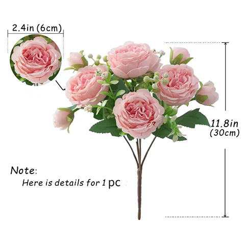 30cm Rose Pink Silk Bouquet Peony Artificial Flower 5 Big Head 4 Small Bud Bride Wedding Home Decoration Artificial Flower 6 best sales fifth harmony - №4