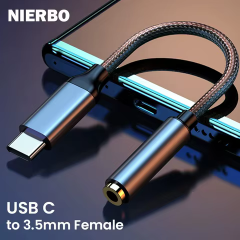 NIERBO USB C to 3.5mm Female Headphone Jack Adapter Type C to Aux Audio Dongle Adapter for Samsung Galaxy iPad Pro Pixel 12 best sales 2 male 1 female 3.5mm - №3