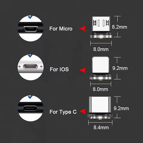 15PCS Pack Magnetic Cable Tips For Type C Micro USB IOS Plugs Fast Charging Adapter Replacement Charger Plug For iPhone 10 best sales plug micro usb - №6