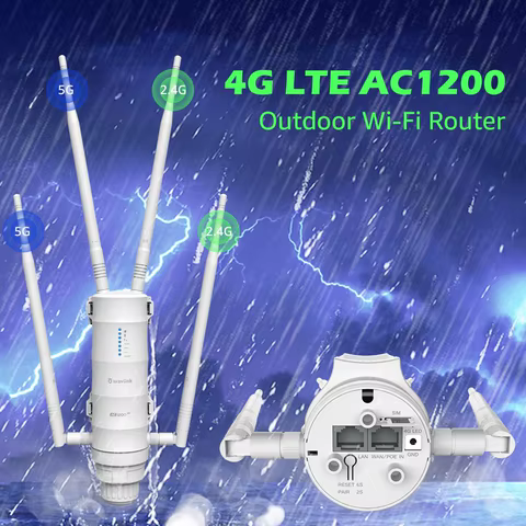 Wavlink 4G LTE AC1200 Outdoor Wi-Fi Router With SIM Card Slot 2.4G 5G Antennas 1000Mbps WAN Port Range Extender High Power 12 best sales 4g lte router with outdoor antenna - №12