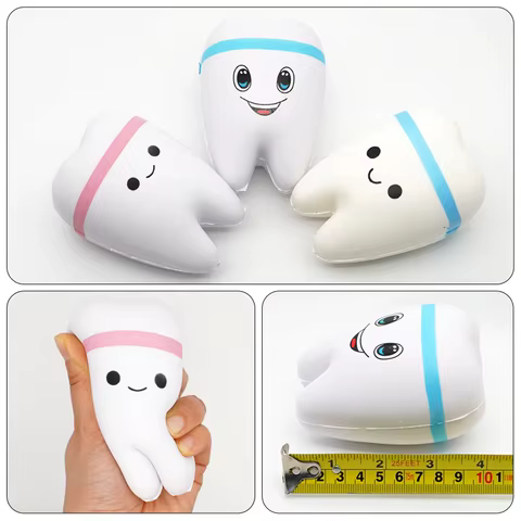 Teeth Shape Toy Slow Rising Stress For Children Cute Cartoon Squishy Squish Antistress Kids Toys Dentist Gift 6 best sales tooth toy - №6