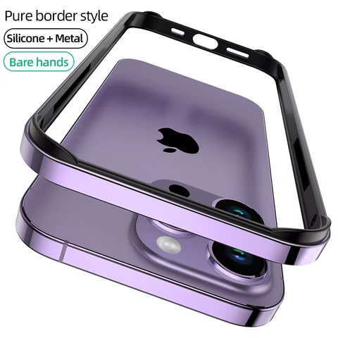 Luxury Silicone Frame Hybird Aluminum Bumper Case For iPhone 14 Plus 13 12 Mini 11 15 Pro Max 14pro XR XS Accessories 10 best sales aluminium case iphone - №9