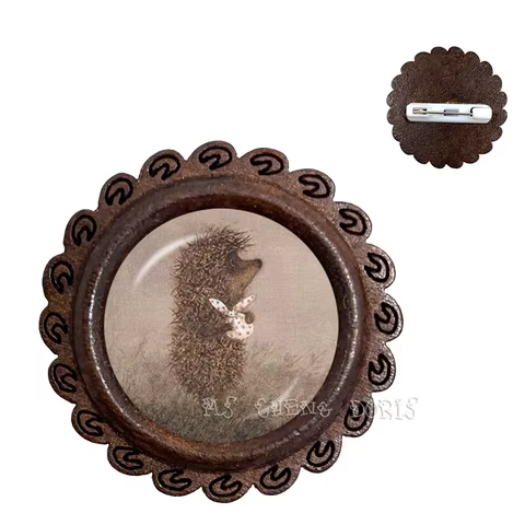 Vintage Hedgehog Brooch Special Fashion Animal Pins Jewelry Brooches Pins Wood Collar Pin For Women Gift 10 best sales wooden brooch - №3