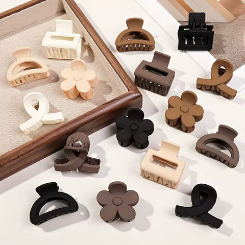 5 Pcs Small Flower Hair Claw Clips for Women Girls,Matte Rectange Jaw Clips,Semicircle Barrettes for Thin Hair 10 best sales flower power accessories - №3