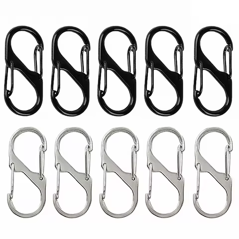 10pcs, Metal Lock Clip Keychain, S Shaped Alloy Hanging Buckle For Outdoor Camping Hiking Travel 6 best sales airplane tie clip - №2