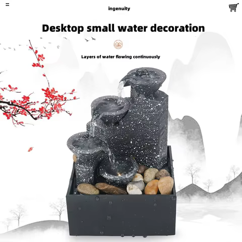 Desktop Waterfall Decoration Creative Flowing Water Ornaments Small Living Room Office Ornaments Desktop Fountain Ornaments 10 best sales fall decoration - №10