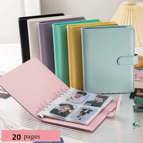 A5 Kpop Photocard Binder with 20 pages 4-Pocket Card Collector Album with 80 Card Slots PU Leather Cover Organizing Cards 10 best sales card binder 4 pocket - №3