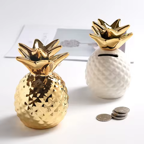 Ceramic Piggy Bank Cute Pineapple Shape Money Box Ornaments Home Living Room Decoration 12 best sales large ceramic piggy bank - №11