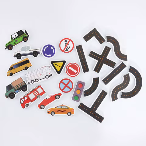 23 Pieces Bath Water Toy Sticky Wall City Traffic Car Road Rail Puzzle Vinyl 0-3Y 3-6Y 6-12Y 12+y 14+Y Bath Features 8 best sales bath doll - №8