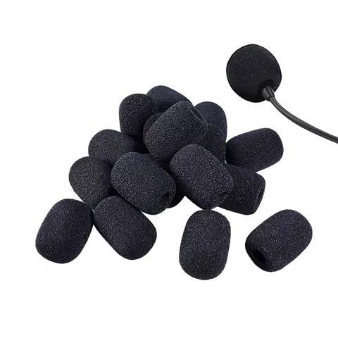 10Pcs Black Mic Protector Replacement Headset Foam Covers Windscreen Windshield Sponge Covers Microphone Cover for Meeting Mic 10 best sales mic foam cover - №5
