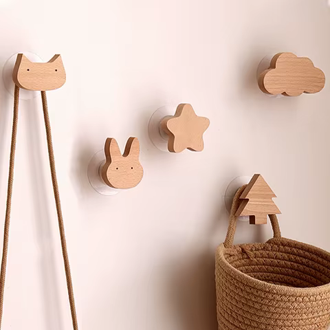 1pcs Animal Wooden Hooks Cute Room Decor Hook Wall Keychain Coat Hook Home Door Wood Hook Hanger Kitchen Accessories Gadget 12 best sales deer head wall decor - №4