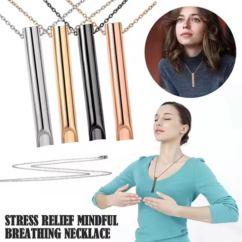 Stress Anxiety Necklace Mindfulness Breathing Tool Natural Calming Relief Chain Breathlace Necklace Quit Smoking Anxiety Relief 12 best sales nicotine liquid - №4