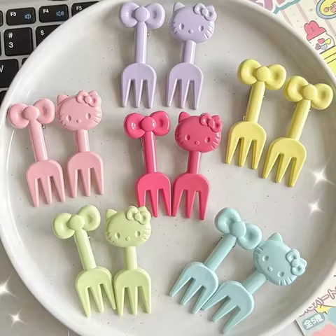 12Pcs Fruit Fork Mini Cartoon Children Snack Cake Dessert Food Pick Toothpick Bento Lunches Party Decor Fruit Pick Snack Forks 12 best sales fruit forks - №7