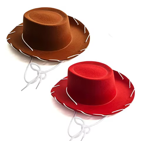 Brown Red Felt Cowboy Hat Western Cowgirl Cap Fancy Dress Costume Child Outfit for Party Role for Play Cosplay Holiday D 12 best sales cowboy hat band - №10