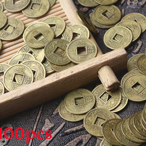 100 Pcs Antique Coins Craft Feng Shui Coins Ancient Chinese I Ching Coins For Health Wealth Charm 10 best sales korea coin - №10