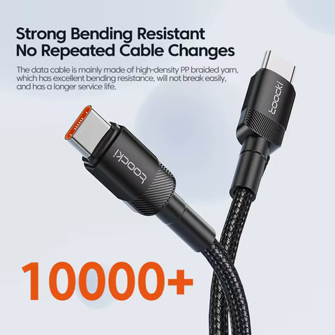 Toocki 100W Type C to USB C Cable PD 3.0 Quick Charge 4.0 Fast Charging Type C to Type C for iPhone 15 Macbook Samsung Xiaomi 8 best sales samsung cable - №3