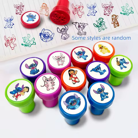 12PCS Cartoon Stitch Seal Gift Stitch Cartoon Pattern Seal Christmas Gift 8 best sales stitch pencils - №1