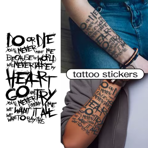 Personalized English, graffiti style, long-lasting waterproof 1-2 weeks, temporary tattoo sticker, realistic fake tattoo 10 best sales custom tattoo - №3