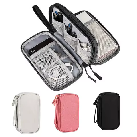 1Pc NEW Travel Organizer Bag Cable Storage Organizers Pouch Carry Case Portable Waterproof Double Layers Storage Bags Cable Cord 8 best sales laptop charger pouch - №5