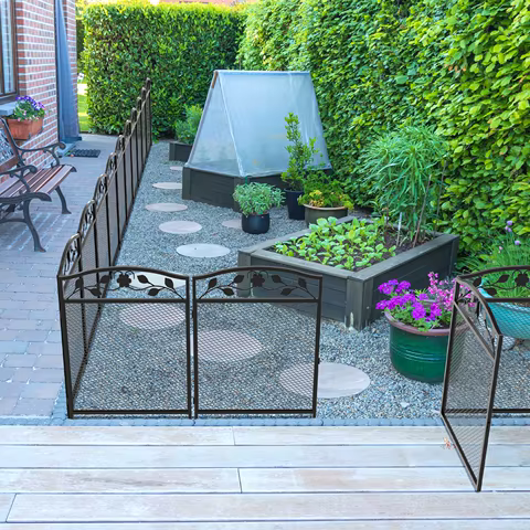 5pcs Garden Fence Panels Iron Lawn Edging Border Metal Trellis Animal Barrier 10 best sales iron fence - №6