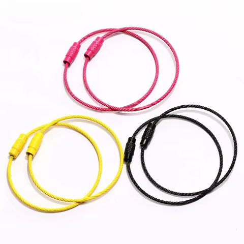 10pcs Colorful Stainless Steel Wire Keychain Cable Loop Screw Lock Rope Key Holder Keyring Key Chain Rings Outdoor Tools 10 best sales elastic keychain - №1