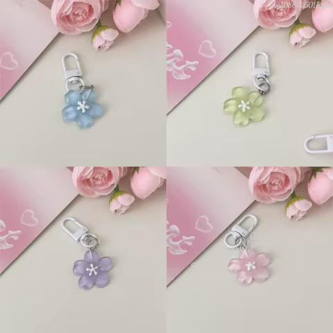 Colored Transparent Flower Keychain Pendant for Women Girls Fashion Exquisite Keychain Bag Decoration Accessories Friend Gift 6 best sales taylor swift patches - №1