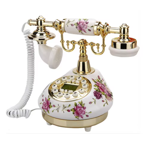 Corded Telephone Retro Landline Phone for Home/Office/Hotel, China Ceramic Antique Telephones Old Fashion Decor Desktop Phone 12 best sales vintage telephone - №1