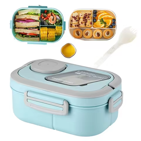 Portable Lunch Box Compartment Wheat Straw Bento Carrying Handle Box Reusable Tableware Containers Meal Snack Food Containers 라면 8 best sales meal - №3