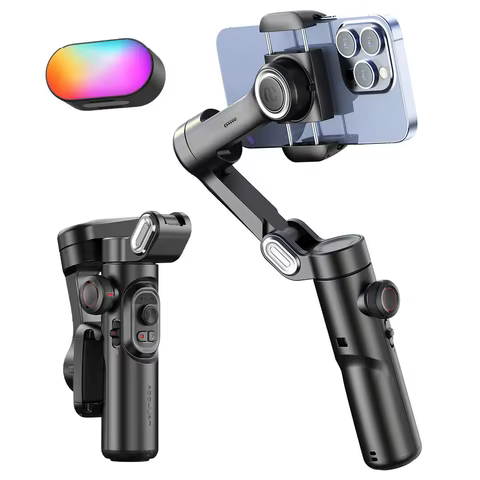 AOCHUAN 3-Axis Handheld Gimbal Stabilizer for Smartphone with Fill Light for iPhone Android Face Tracking Vlog Smart XE 8 best sales insta360 go 3 - №5