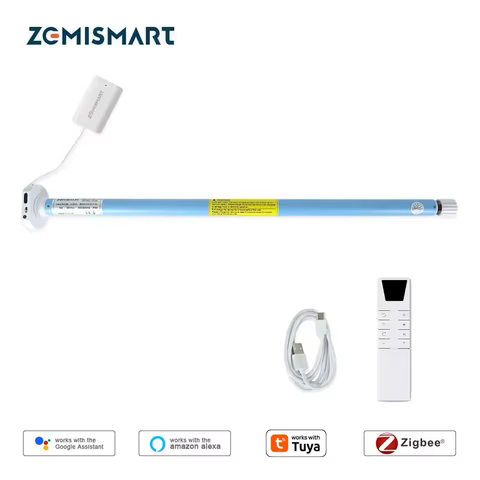 Zemismart Zigbee Roller Shade Blinds Motor for 17 25 28mm Tube Smart Electric Curtain Engine Works with Tuya Alexa Google Home 8 best sales roller motor - №3