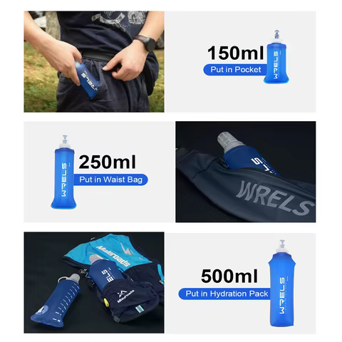 1pc150ml/250ml/500ml Outdoor Collapsible Silicone Bite Size Water Bottle Running Camping Hiking Travel Convenient Water Bottle 10 best sales thermoflask - №7