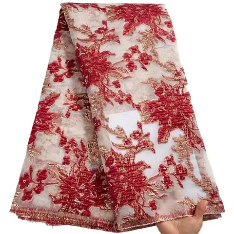 African Jacquard French Gilded Lace Nigerian Brocade Lace Fabric Evening Party Dresses High Quality For Women Sewing2.5yards2579 12 best sales brocade fabric nigeria - №2