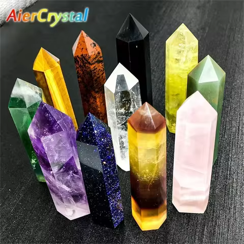 Natural Stone and Crystals Point Wand Witchcraft Rose Quartz Amethyst Home Decoration Mineral Stones Crafts Room Aquarium Decor 12 best sales natural crystals - №10