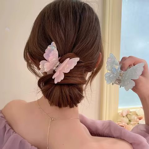 Fairy Butterfly Hair Claw French Retro Acetate Crab Hair Clip Summer Sweet Princess Shark Clip Coiled Hairpin Hair Accessories 8 best sales vintage hair clip - №6
