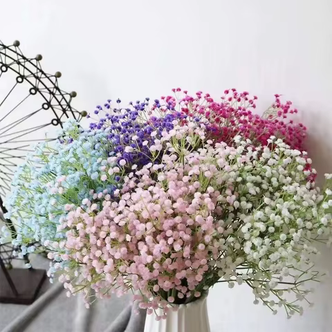 108Heads 63cm Babies Breath Artificial Flowers Plastic Gypsophila DIY Floral Bouquets For Handmade Wedding Party Home Decoration 12 best sales decoration buffet - №5