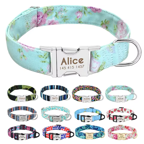 Personalized Dog Accessories Collar Nylon Printed Pet Puppy Collar Dog ID Collars Free Engraved ID for Small Medium Large Dogs 10 best sales custom pet - №10
