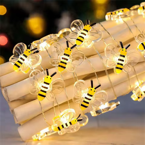 1Pack Bee Lights Battery Operated Bee String Lights For Bedroom Plants Patios Party Wedding Xmas Decorative String Lights 8 best sales large outdoor christmas decorations - №6