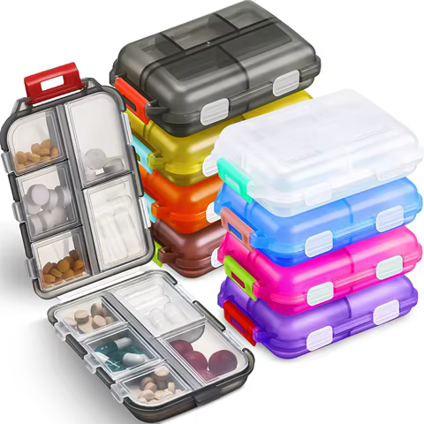 10 Compartments Travel Pill Organizer Pocket Portable Pill Storage Box Case Daily Pill Container or Purse Fish Oil Medicine 6 best sales cute pill box - №6