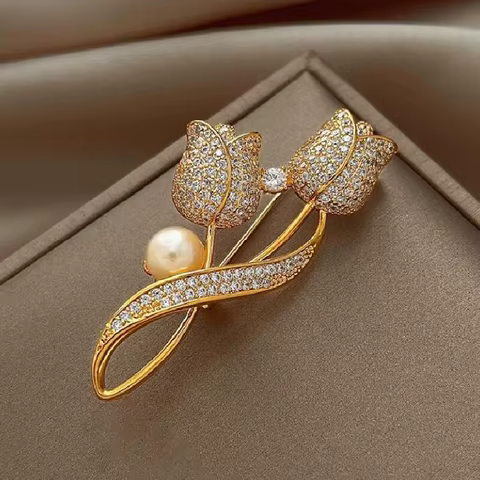1PC Women's Elegant Tulip Flower Brooch Chest Flower Autumn/Winter Coat Coat Pin Fashion Dressing Gift -4858 6 best sales pins for backpack - №6