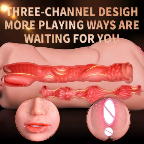 3 IN 1 Sex Toys Masturbation For Men Deep Throat Artificial Real Pussy Oral Male MasturbatorBlowjob Realistic Rubber Vagina 6 best sales artificial vaginas for men - №4