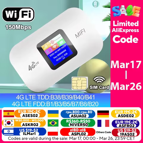 4G Lte Router Wireless Wifi Portable Modem Mini Outdoor Hotspot Pocket Mifi 150mbps Sim Card Slot Repeater 3000mah 10 best sales 4g olax router - №2
