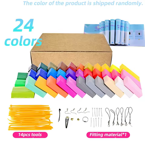 24 Color Polymer Clay, Handmade Diy Colored Clay Art Tool Set, Christmas Gift 10 best sales wood clay - №2