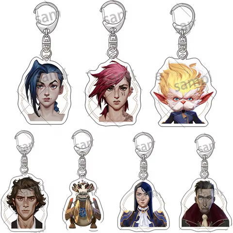 Arcane League of Legends Jinx Vi Anime Acrylic Friends Gift Girl Pendant fans Jewelry Cute Creative Keychain Key Ring Bag Charm 12 best sales league of legends keychain - №3