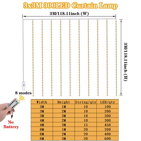 3/4/6m Curtain LED String Lights Garland USB Festoon Remote Control Fairy Garland Lights Christmas Decoration for Bedroom Home 8 best sales large outdoor christmas decorations - №8