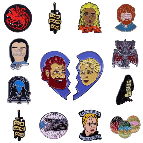 Hard Enamel Pins Luxury Copper Thrones Game TV Custom Feminist Fantasy Dragon War Novel TV Brooch Lapel Badges Fans Jewelry Gift 6 best sales gane of thrones - №6