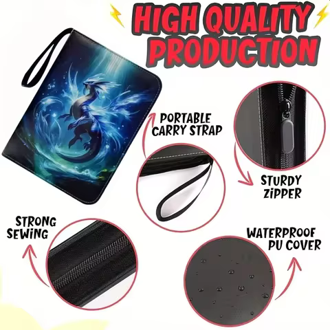 Trading Card Binder-4 Pocket 400 Pockets Card Holder Album with 50 Removable Sleeves Portable Card Collection Book with Zipper 10 best sales card binder 4 pocket - №1